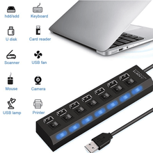 Load image into Gallery viewer, 7 Port USB 2.0 / 3.0 Hub Splitter Adapter High Speed For PC Laptop Mac Desktop
