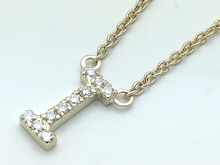 Load image into Gallery viewer, 14k Yellow White or Rose Gold Diamond Initial Letter I Pendant Necklace 18&quot;
