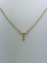 Load image into Gallery viewer, 14k Yellow White or Rose Gold Diamond Initial Letter T Pendant Necklace 18&quot;
