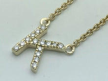 Load image into Gallery viewer, 14k Yellow White or Rose Gold Diamond Initial Letter K Pendant Necklace 18&quot;
