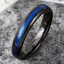 Load image into Gallery viewer, Black Blue Fishing Line Wedding Band Ring for Men and Women - Wedding Rings for Engagement
