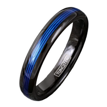 Load image into Gallery viewer, Black Blue Fishing Line Wedding Band Ring for Men and Women - Wedding Rings for Engagement
