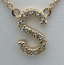 Load image into Gallery viewer, 14k Yellow White or Rose Gold Diamond Initial Letter S Pendant Necklace 18&quot;
