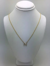 Load image into Gallery viewer, 14k Yellow White or Rose Gold Diamond Initial Letter N Pendant Necklace 18&quot;
