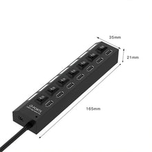 Load image into Gallery viewer, 7 Port USB 2.0 / 3.0 Hub Splitter Adapter High Speed For PC Laptop Mac Desktop
