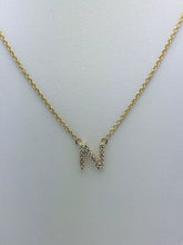 Load image into Gallery viewer, 14k Yellow White or Rose Gold Diamond Initial Letter N Pendant Necklace 18&quot;
