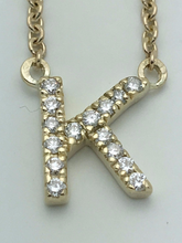 Load image into Gallery viewer, 14k Yellow White or Rose Gold Diamond Initial Letter K Pendant Necklace 18&quot;
