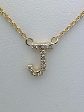 Load image into Gallery viewer, 14k Yellow White or Rose Gold Diamond Initial Letter J Pendant Necklace 18&quot;
