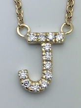 Load image into Gallery viewer, 14k Yellow White or Rose Gold Diamond Initial Letter J Pendant Necklace 18&quot;
