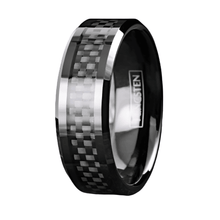 Load image into Gallery viewer, Mens Wedding Band Rings for Men Wedding Rings for Womens / Mens Rings Black Carbon Fiber Inlay
