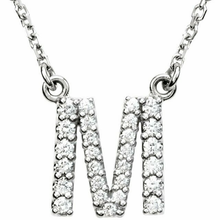 Load image into Gallery viewer, 14k Yellow White or Rose Gold Diamond Initial Letter M Pendant Necklace 18&quot;
