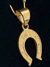 Load image into Gallery viewer, 14k Yellow Gold Solid Small Horse Shoe Charm Pendant 1 gram
