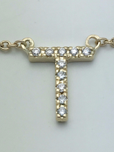 Load image into Gallery viewer, 14k Yellow White or Rose Gold Diamond Initial Letter T Pendant Necklace 18&quot;
