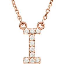 Load image into Gallery viewer, 14k Yellow White or Rose Gold Diamond Initial Letter I Pendant Necklace 18&quot;
