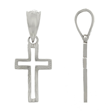 Load image into Gallery viewer, 14k White Gold Small Open Cross Christian Religious Charm Pendant 0.8 gram
