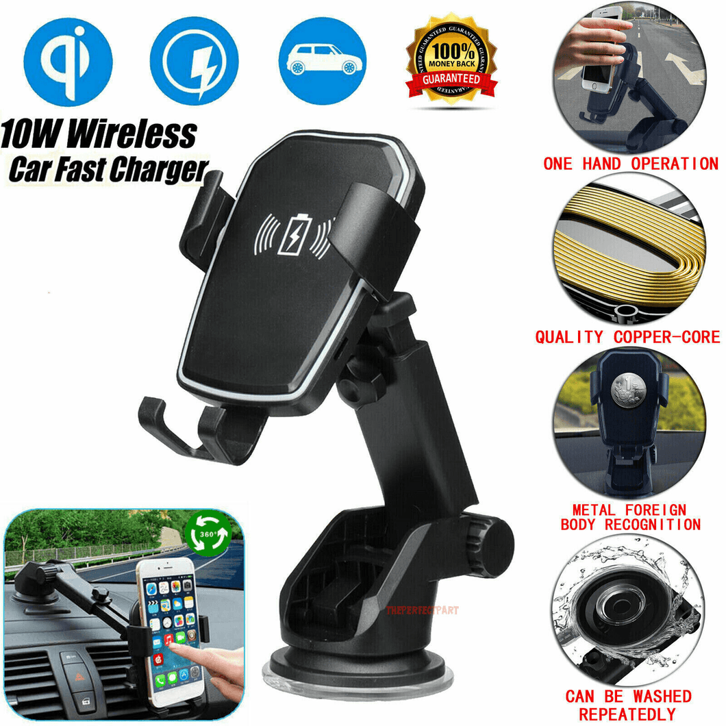 Wireless Fast Charging Car Charger Mount Holder Stand 2 in 1 For Cell Phone