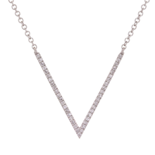 Load image into Gallery viewer, 14k White Gold V Arrow Diamond Charm Pendant Necklace Adjustable 16&quot;-22&quot;
