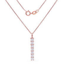 Load image into Gallery viewer, 14k Rose Gold 0.30ctw Diamond Journey Anniversary Linear Pendant Necklace
