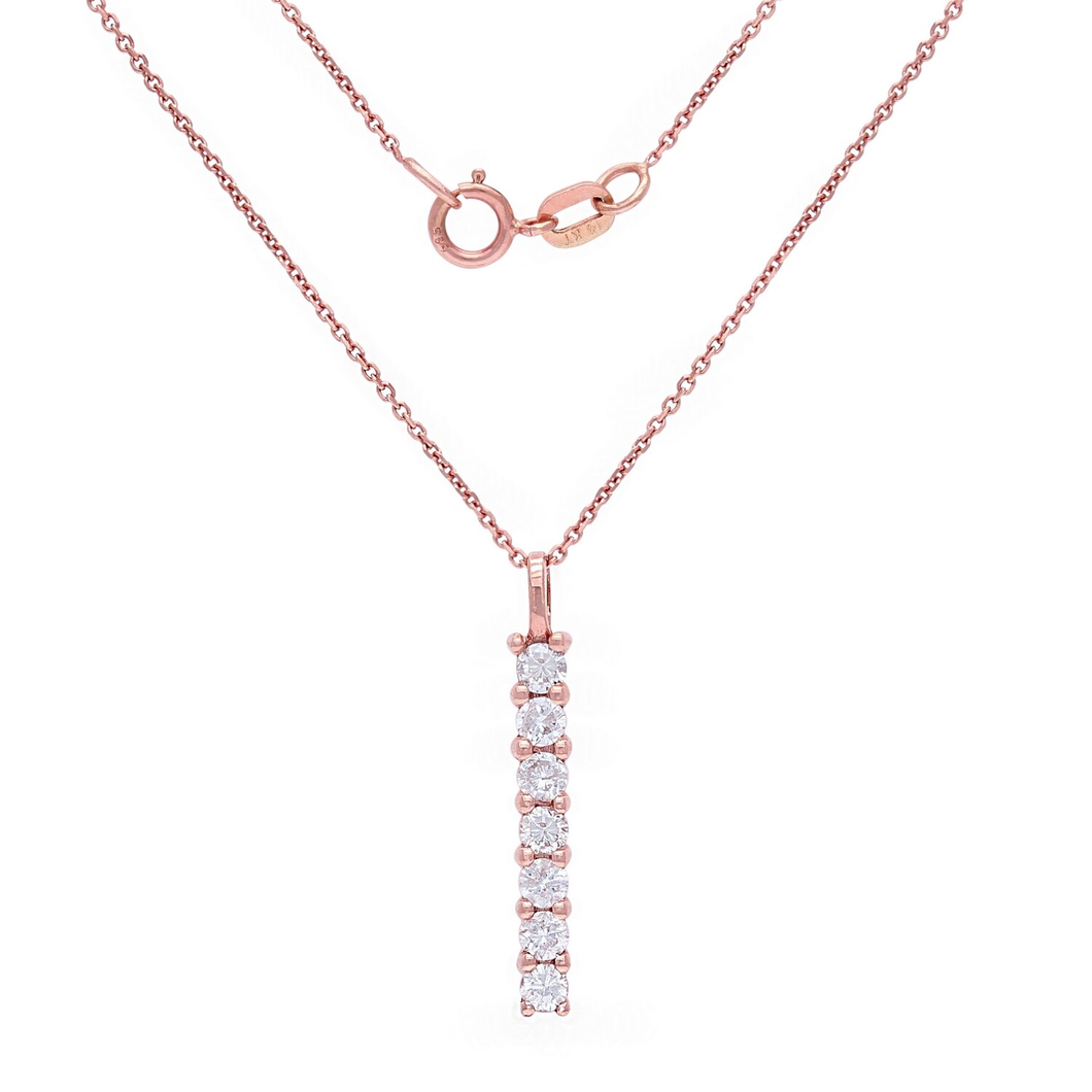 14k Rose Gold 0.30ctw Diamond Journey Anniversary Linear Pendant Necklace