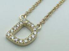 Load image into Gallery viewer, 14k Yellow White or Rose Gold Diamond Initial Letter D Pendant Necklace 18&quot;
