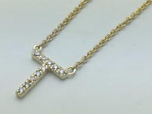 Load image into Gallery viewer, 14k Yellow White or Rose Gold Diamond Initial Letter T Pendant Necklace 18&quot;
