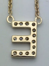 Load image into Gallery viewer, 14k Yellow White or Rose Gold Diamond Initial Letter E Pendant Necklace 18&quot;
