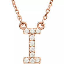 Load image into Gallery viewer, 14k Yellow White or Rose Gold Diamond Initial Letter I Pendant Necklace 18&quot;
