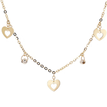 Load image into Gallery viewer, Italian 14k Two Tone Gold Ball Bead &amp; Heart Charm Necklace 16.5&quot; 2.1 grams
