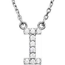 Load image into Gallery viewer, 14k Yellow White or Rose Gold Diamond Initial Letter I Pendant Necklace 18&quot;
