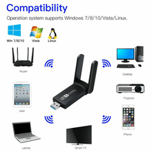 Load image into Gallery viewer, 1200Mbps Long Range AC1200 Dual Band 5GHz Wireless USB 3.0 WiFi Adapter Antennas
