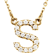 Load image into Gallery viewer, 14k Yellow White or Rose Gold Diamond Initial Letter S Pendant Necklace 18&quot;
