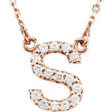 Load image into Gallery viewer, 14k Yellow White or Rose Gold Diamond Initial Letter S Pendant Necklace 18&quot;
