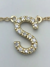 Load image into Gallery viewer, 14k Yellow White or Rose Gold Diamond Initial Letter S Pendant Necklace 18&quot;
