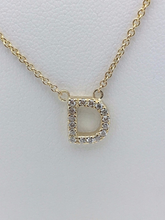 Load image into Gallery viewer, 14k Yellow White or Rose Gold Diamond Initial Letter D Pendant Necklace 18&quot;
