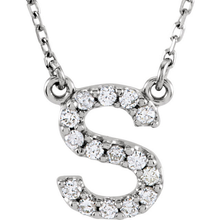 Load image into Gallery viewer, 14k Yellow White or Rose Gold Diamond Initial Letter S Pendant Necklace 18&quot;
