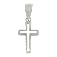 Load image into Gallery viewer, 14k White Gold Small Open Cross Christian Religious Charm Pendant 0.8 gram
