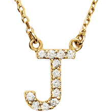 Load image into Gallery viewer, 14k Yellow White or Rose Gold Diamond Initial Letter J Pendant Necklace 18&quot;
