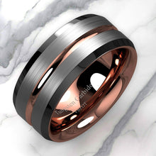 Load image into Gallery viewer, Mens Wedding Band Rings for Men Wedding Rings for Womens / Mens Rings Silver Brushed Rose Gold
