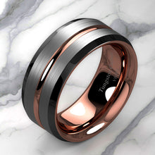 Load image into Gallery viewer, Mens Wedding Band Rings for Men Wedding Rings for Womens / Mens Rings Silver Brushed Rose Gold
