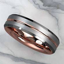 Load image into Gallery viewer, Mens Wedding Band Rings for Men Wedding Rings for Womens / Mens Rings 6mm Silver Brushed Rose Gold
