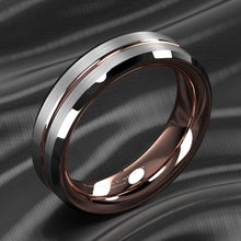 Load image into Gallery viewer, Tungsten Rings for Women Wedding Bands for Her 6mm Silver Brushed Rose Gold
