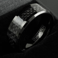 Load image into Gallery viewer, Mens Wedding Band Rings for Men Wedding Rings for Womens / Mens Rings Black Carbon Fiber Inlay

