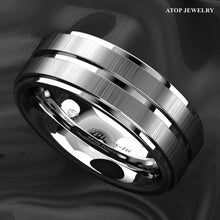 Load image into Gallery viewer, Mens Wedding Band Rings for Men Wedding Rings for Womens / Mens Rings Vertical Brushed Meteorite
