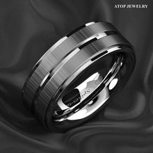 Load image into Gallery viewer, Mens Wedding Band Rings for Men Wedding Rings for Womens / Mens Rings Vertical Brushed Meteorite
