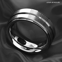 Load image into Gallery viewer, Mens Wedding Band Rings for Men Wedding Rings for Womens / Mens Rings Vertical Brushed Meteorite
