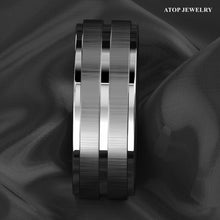 Load image into Gallery viewer, Mens Wedding Band Rings for Men Wedding Rings for Womens / Mens Rings Vertical Brushed Meteorite
