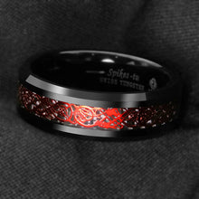 Load image into Gallery viewer, Men&#39;s Wedding Band Ring 6mm Red Celtic Dragon Black Carbon Fiber for Men and Women
