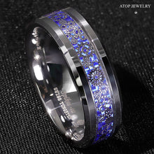 Load image into Gallery viewer, Mens Wedding Band Rings for Men Wedding Rings for Womens / Mens Rings Clockwork Gears Blue Carbon Fiber
