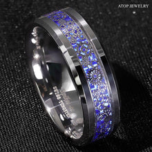 Load image into Gallery viewer, Mens Wedding Band Rings for Men Wedding Rings for Womens / Mens Rings Clockwork Gears Blue Carbon Fiber
