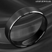 Load image into Gallery viewer, Engagement Rings for Women Mens Wedding Bands for Him and Her Promise / Bridal Mens Womens Rings 6mm Black Brushed Silver Stripe
